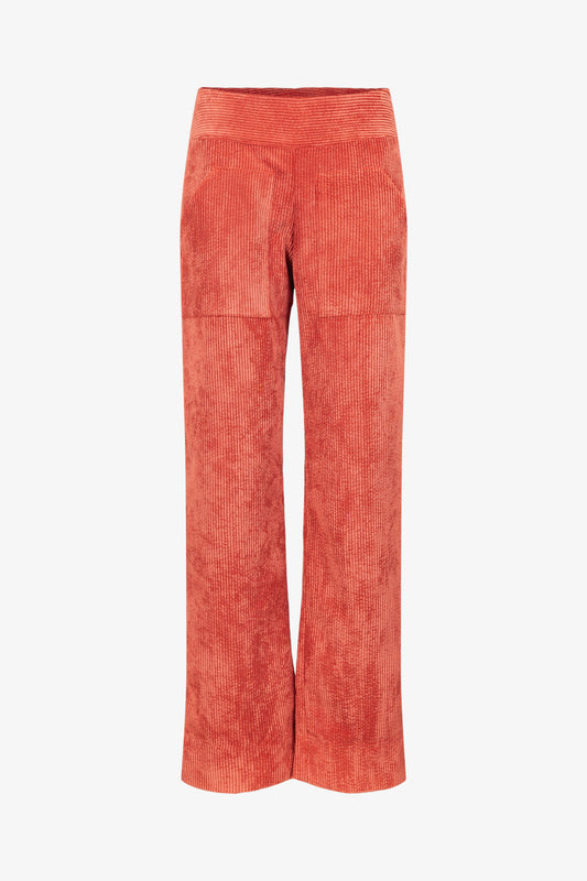 Pantalon Italien Long Velours Grosses Côtes Brique