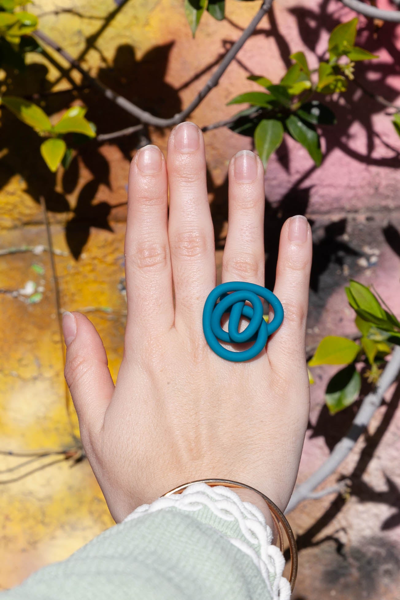 Bague Zig Mat - Bleu Petrole