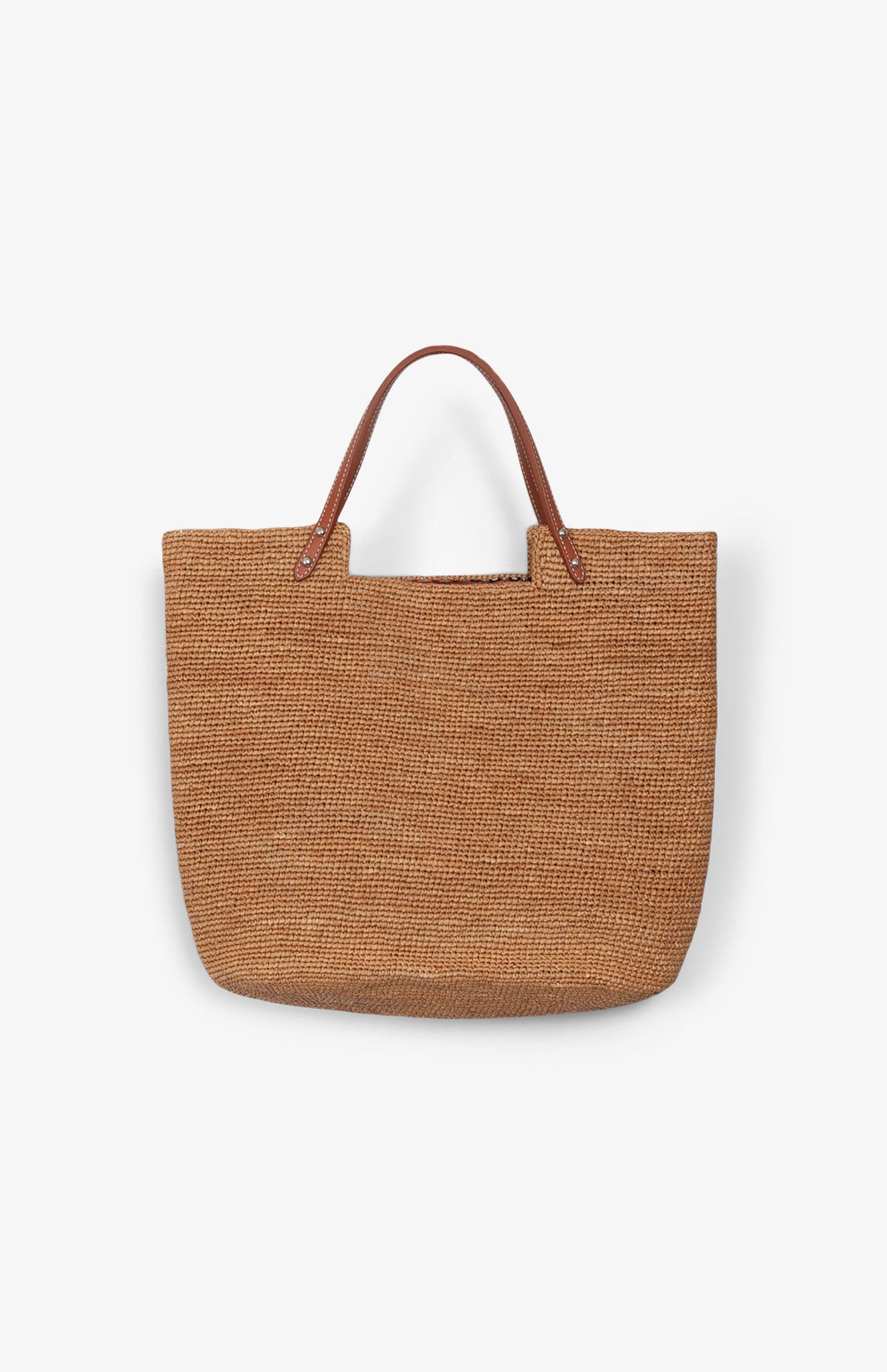 Hélio Thé fabric shopping bag / caramel leather handles