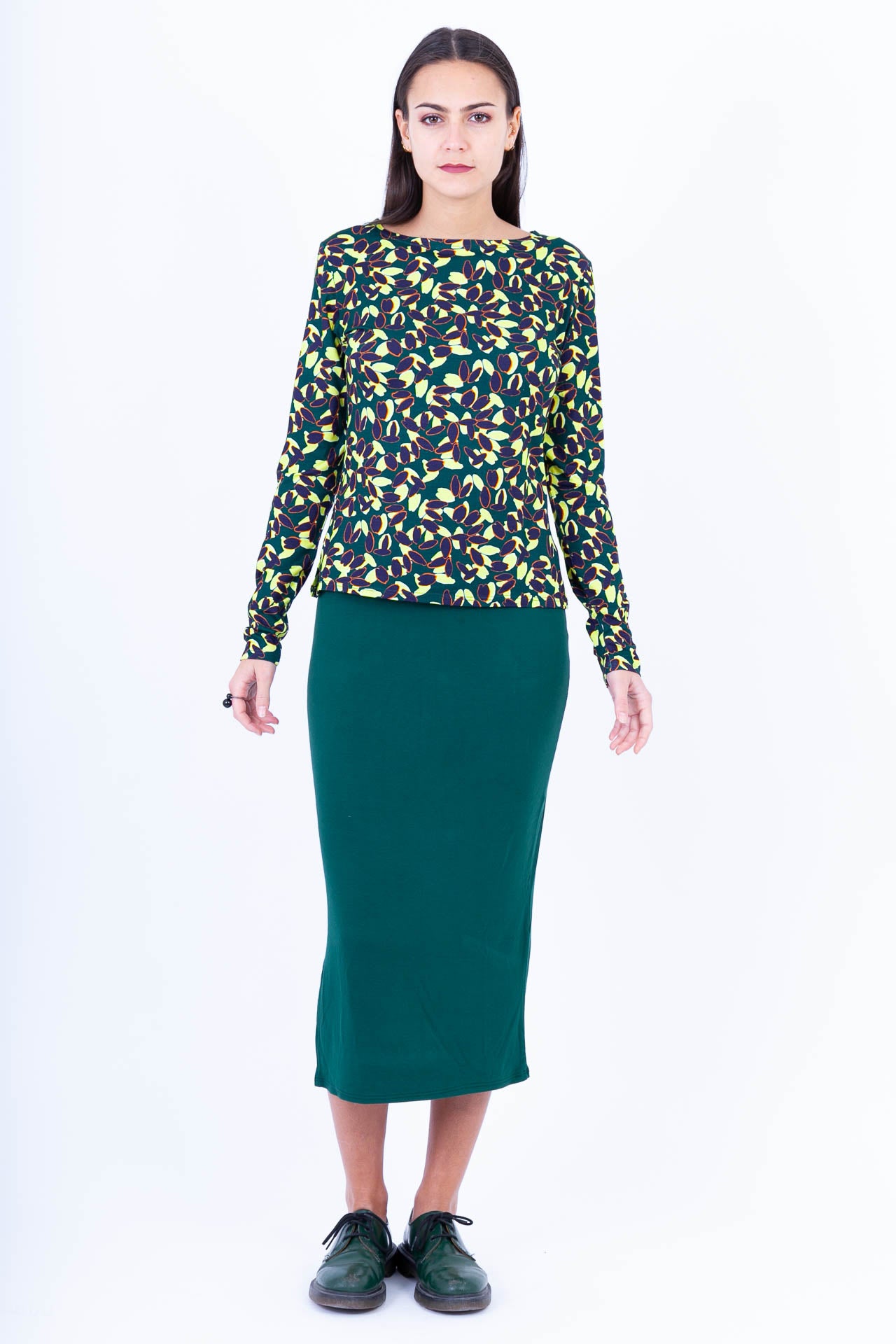 Green Bamboo Midi Skirt