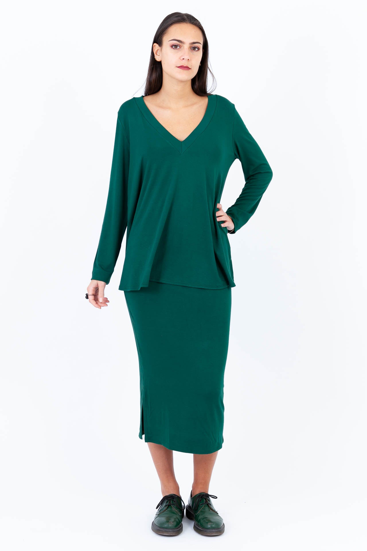 Green Bamboo Midi Skirt