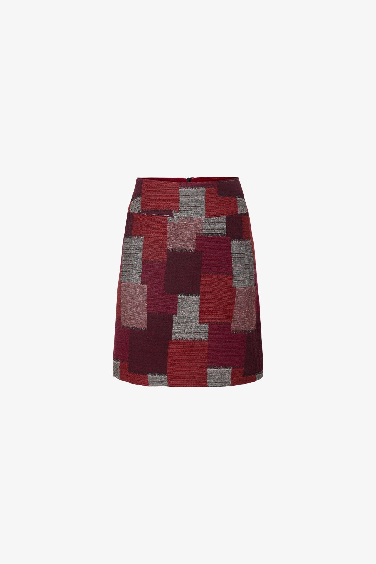 Jupe Trapèze Tissage Naturel Jacquard - Rouge