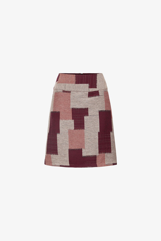 Jupe Trapèze Tissage Naturel Jacquard - Gris