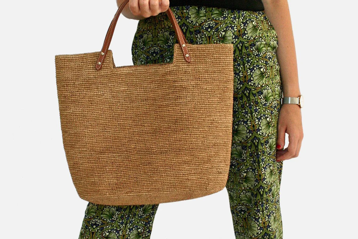 Hélio Thé shopping bag / Bordeaux leather handles