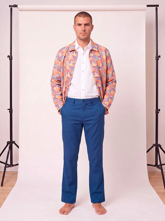 Pantalon Nouveau Chino Popeline Milano Bleu Ardoise