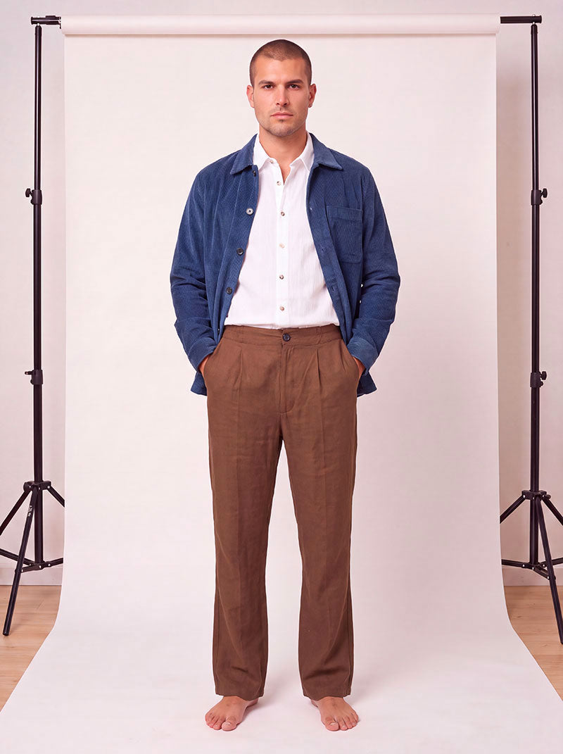 Velour bomull indigo överkjorta