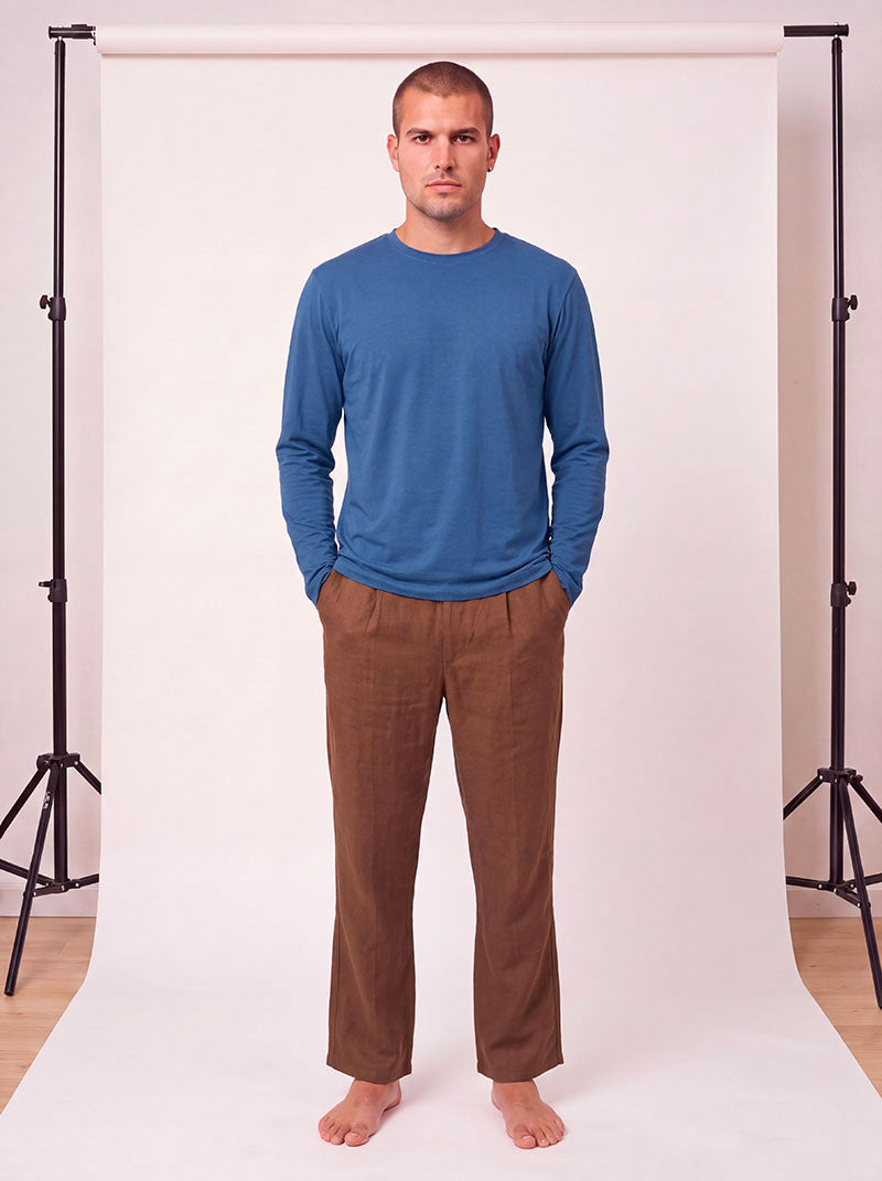 Langarm-Bambus-T-Shirt Blau Toronto