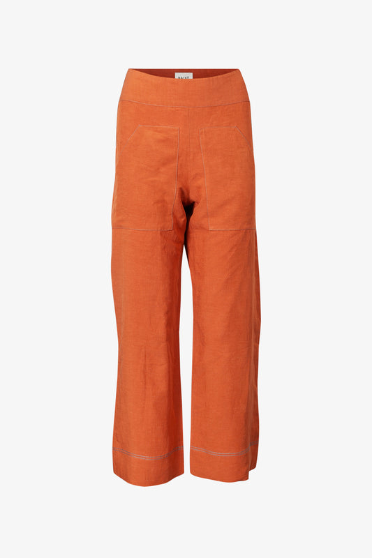 Pantalon Italien Lin Viscose Terracotta