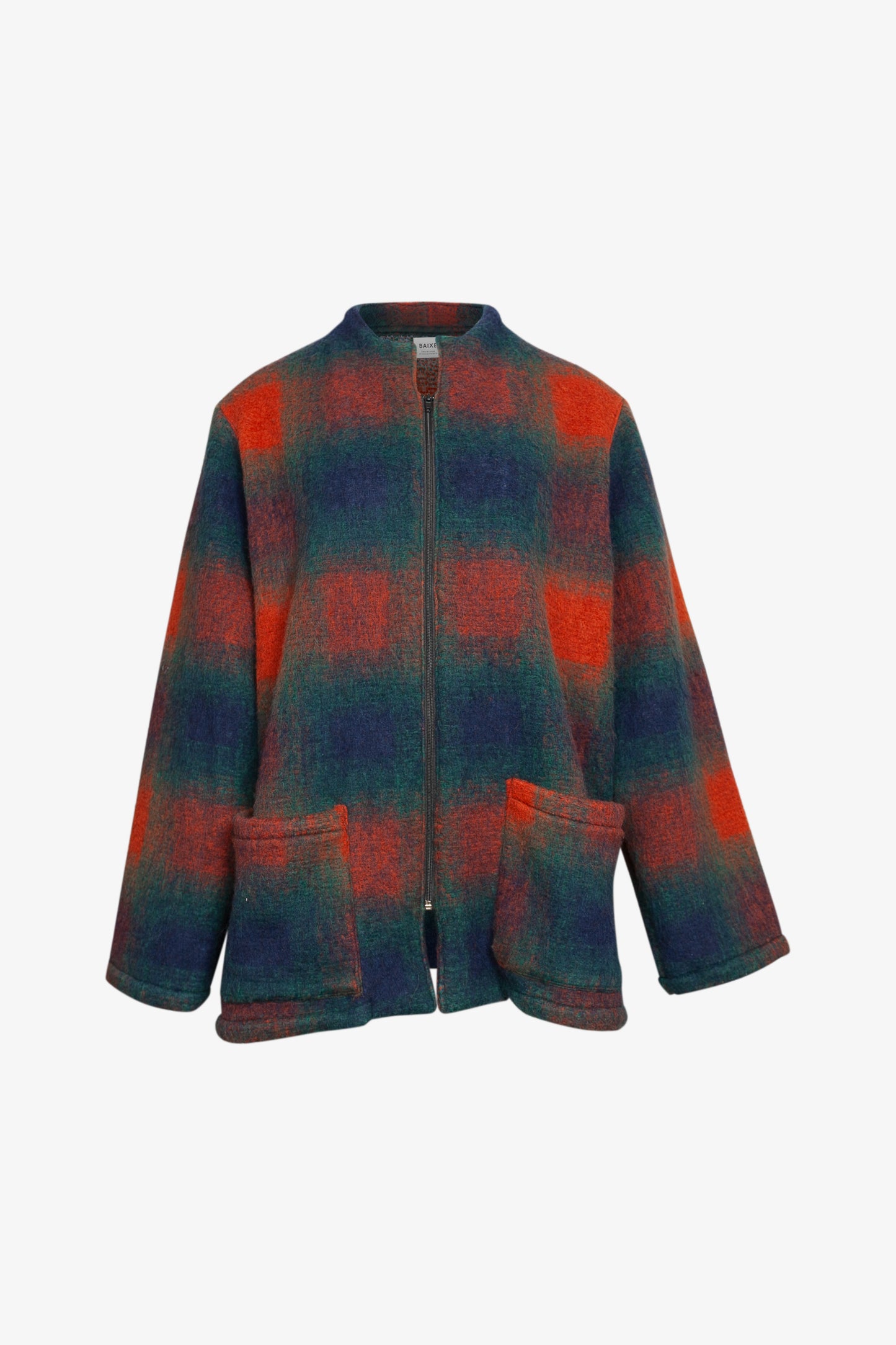 Veste Carrée Carreaux Flou Marine/Orange