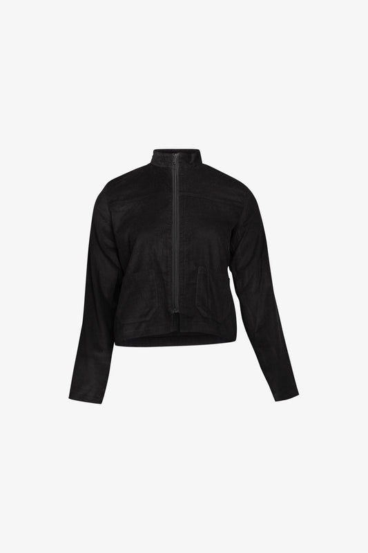 Veste Découpe Zip Velours Milleraie Noir