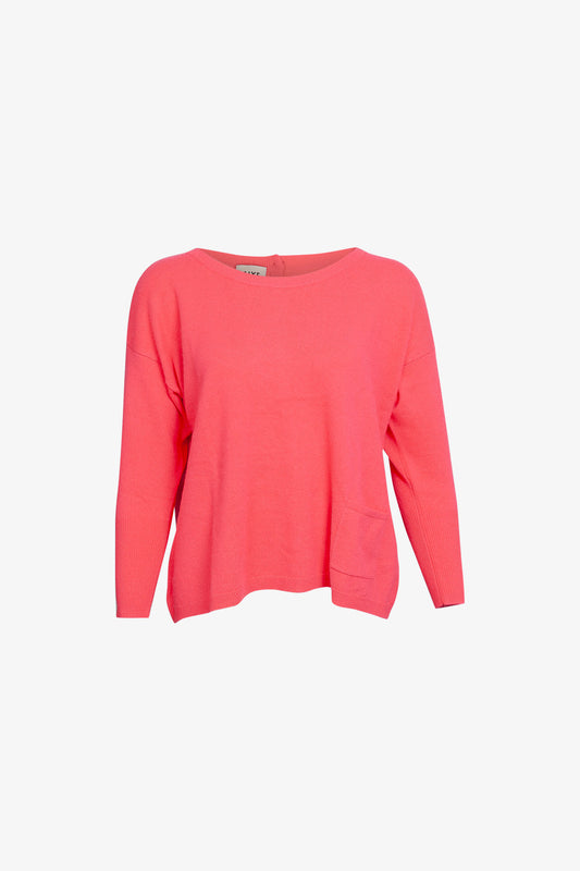 Oversized RDC Collar Sweater with Multicolored Buttons on the Back, Purple Cashmere