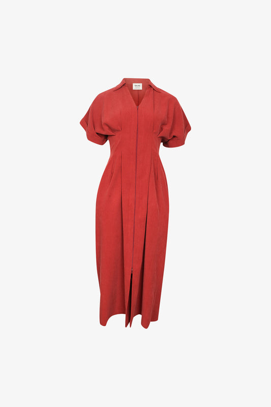 Robe Corset Zip Lyocell Rouge Délavé
