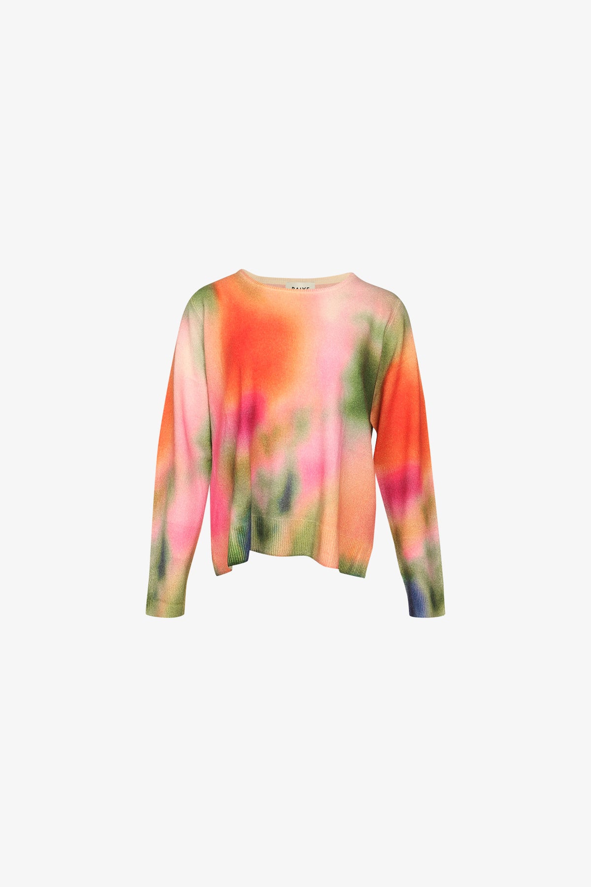 Pull Ras De Cou Cachemire tie-dye multicolore - Crème
