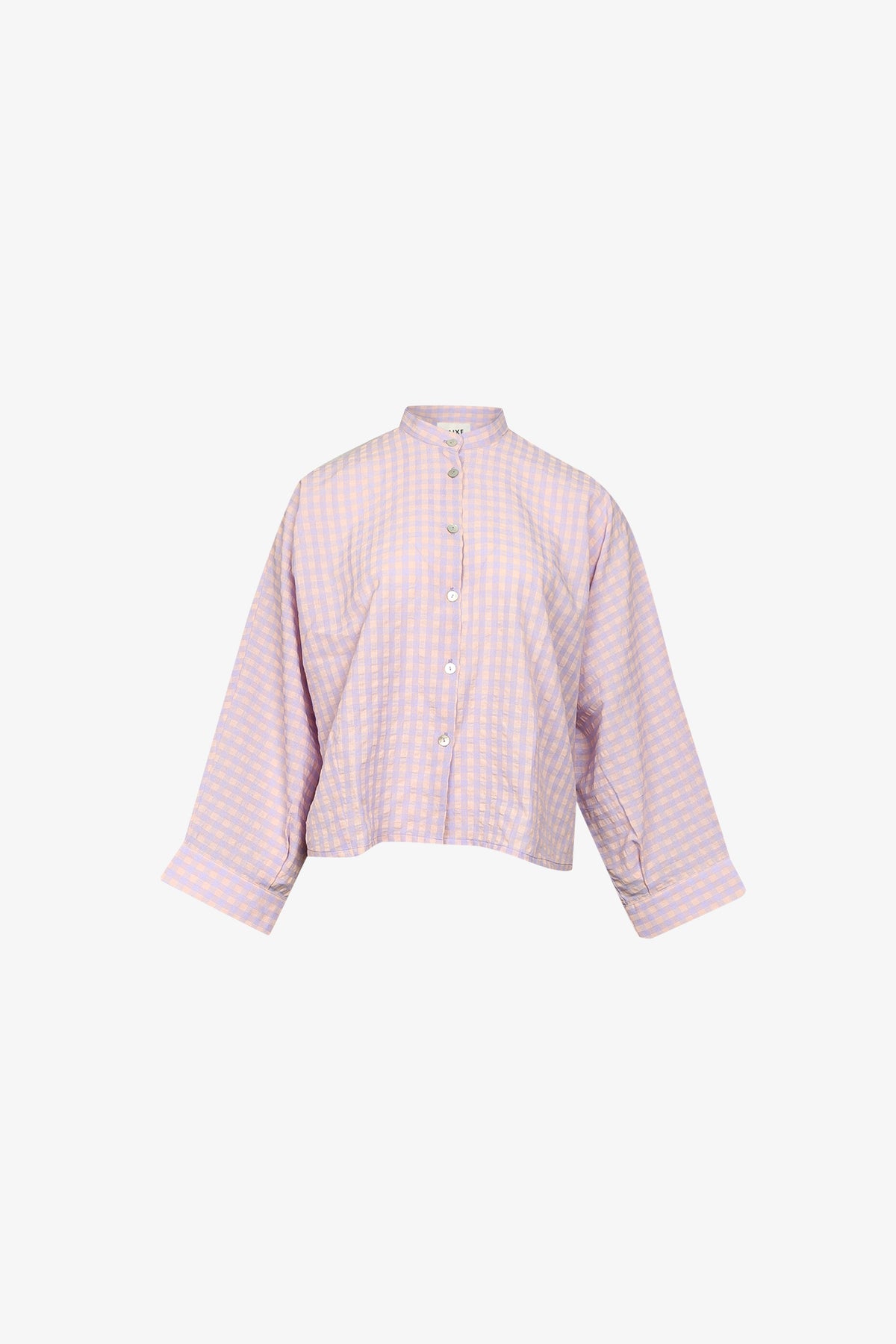 Chemise Nehru Carreaux Lilas
