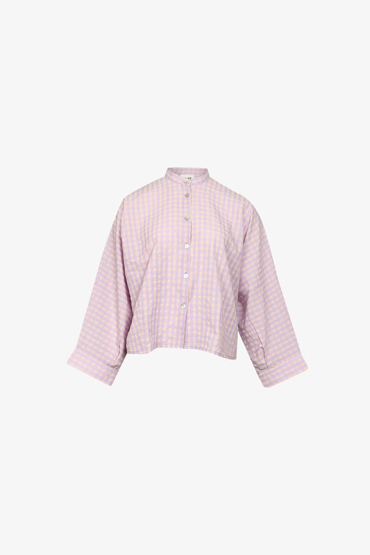 Chemise Nehru Carreaux Lilas