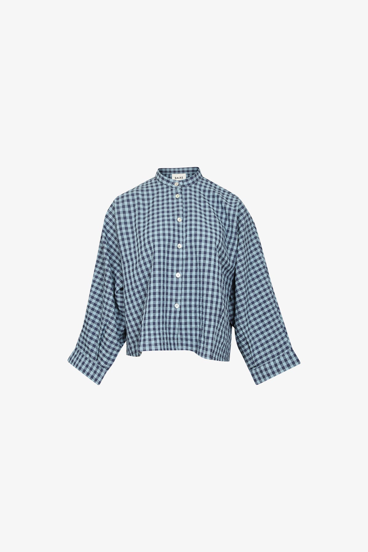 Chemise Nehru Carreaux Marine