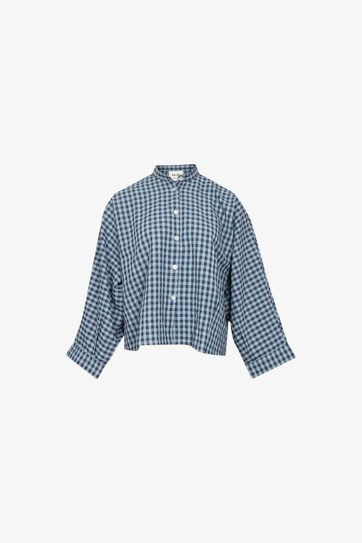 Chemise Nehru Carreaux Marine