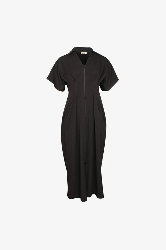 Robe Corset Zip Gabardine Noir