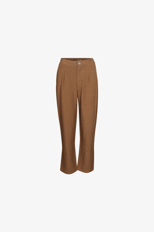 Pantalon à Plis Lin Viscose Tabac