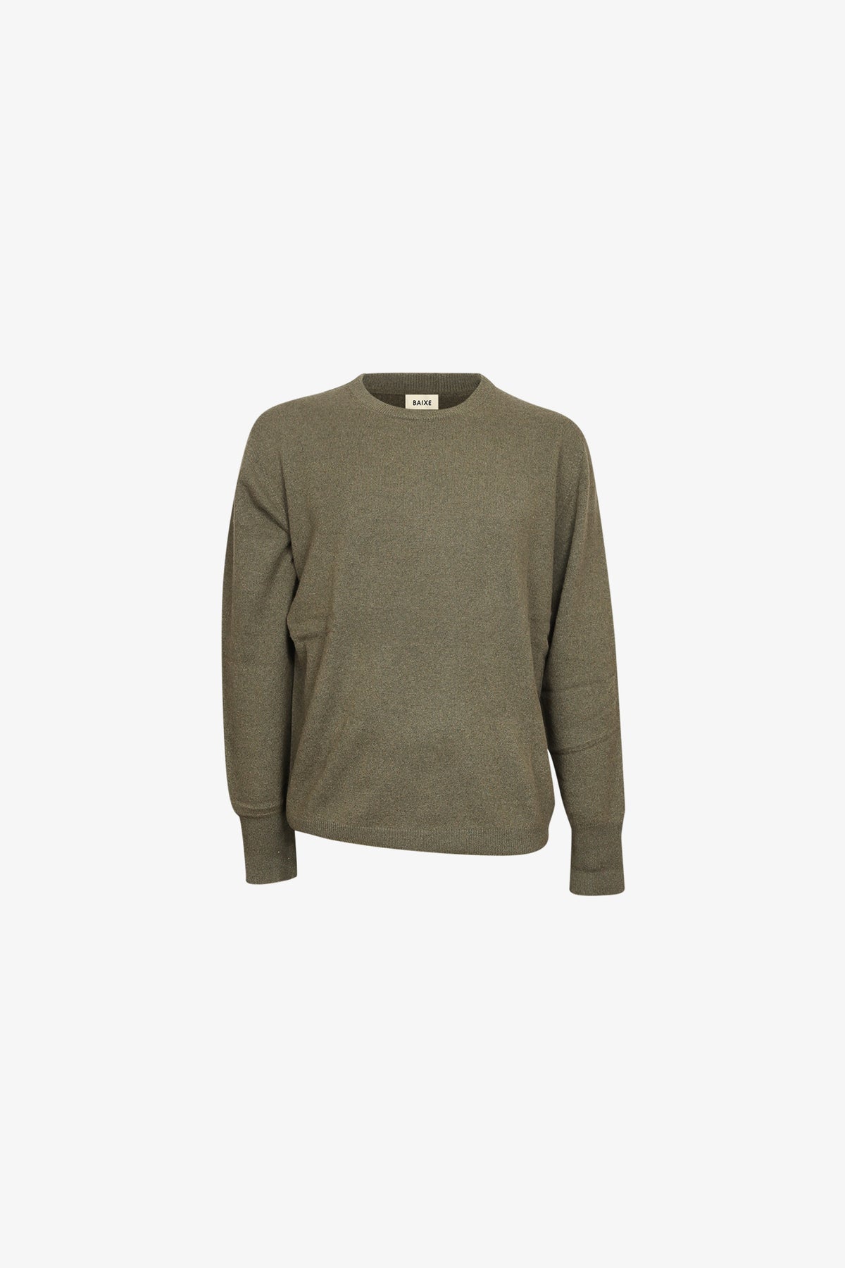Pull Ras De Cou Cachemire - Kaki Végétal