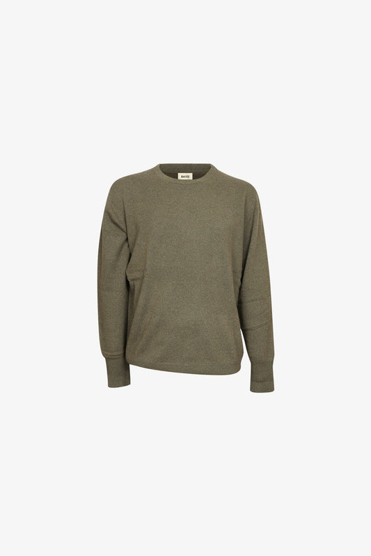 Pull Ras De Cou Cachemire - Kaki Végétal