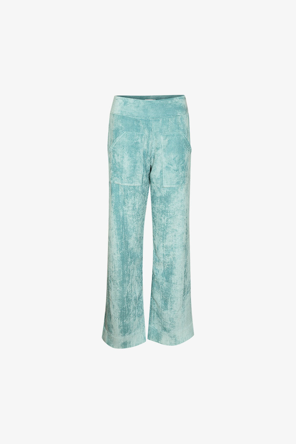 Pantalon Italien Long Velours Grosses Côtes Bleu Turquoise