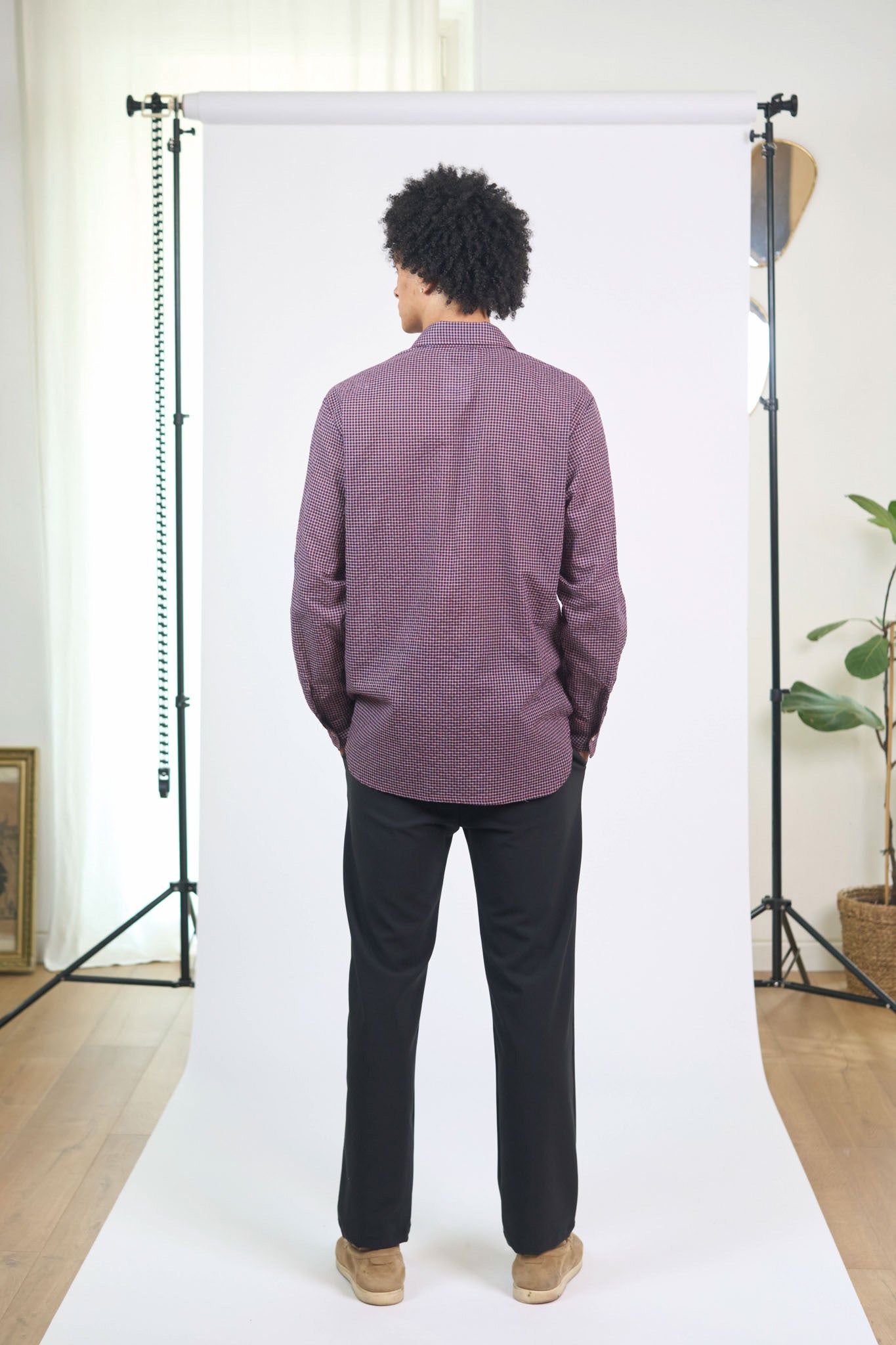 Chemise Relax Petits Carreaux Bordeaux