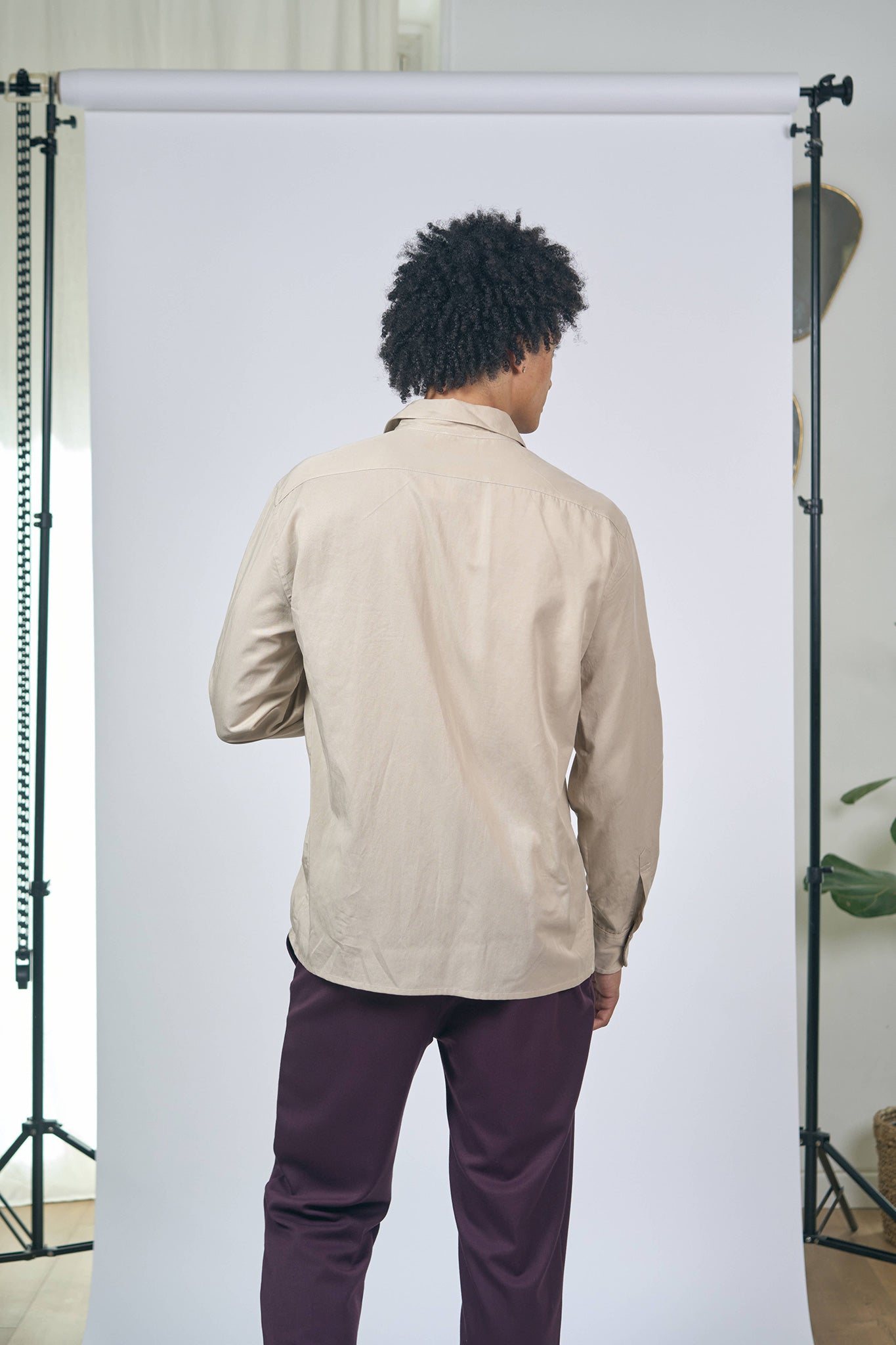 Chemise Droite Tencel Lin Coton Beige