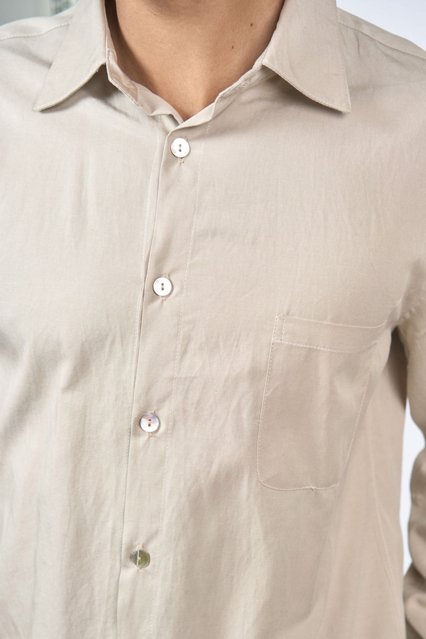 Chemise Droite Tencel Lin Coton Beige