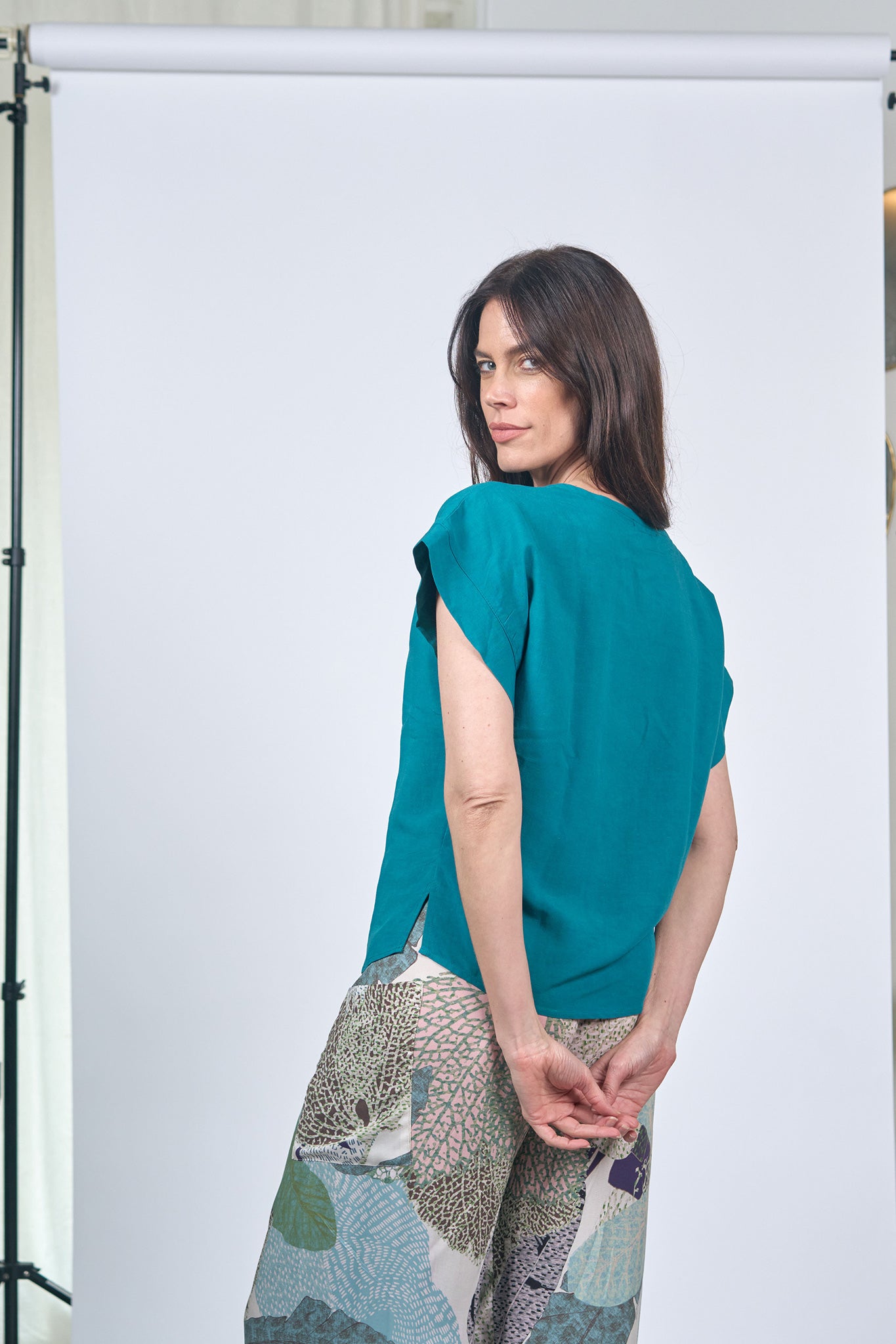 Top Manches Revers Lin Viscose Canard