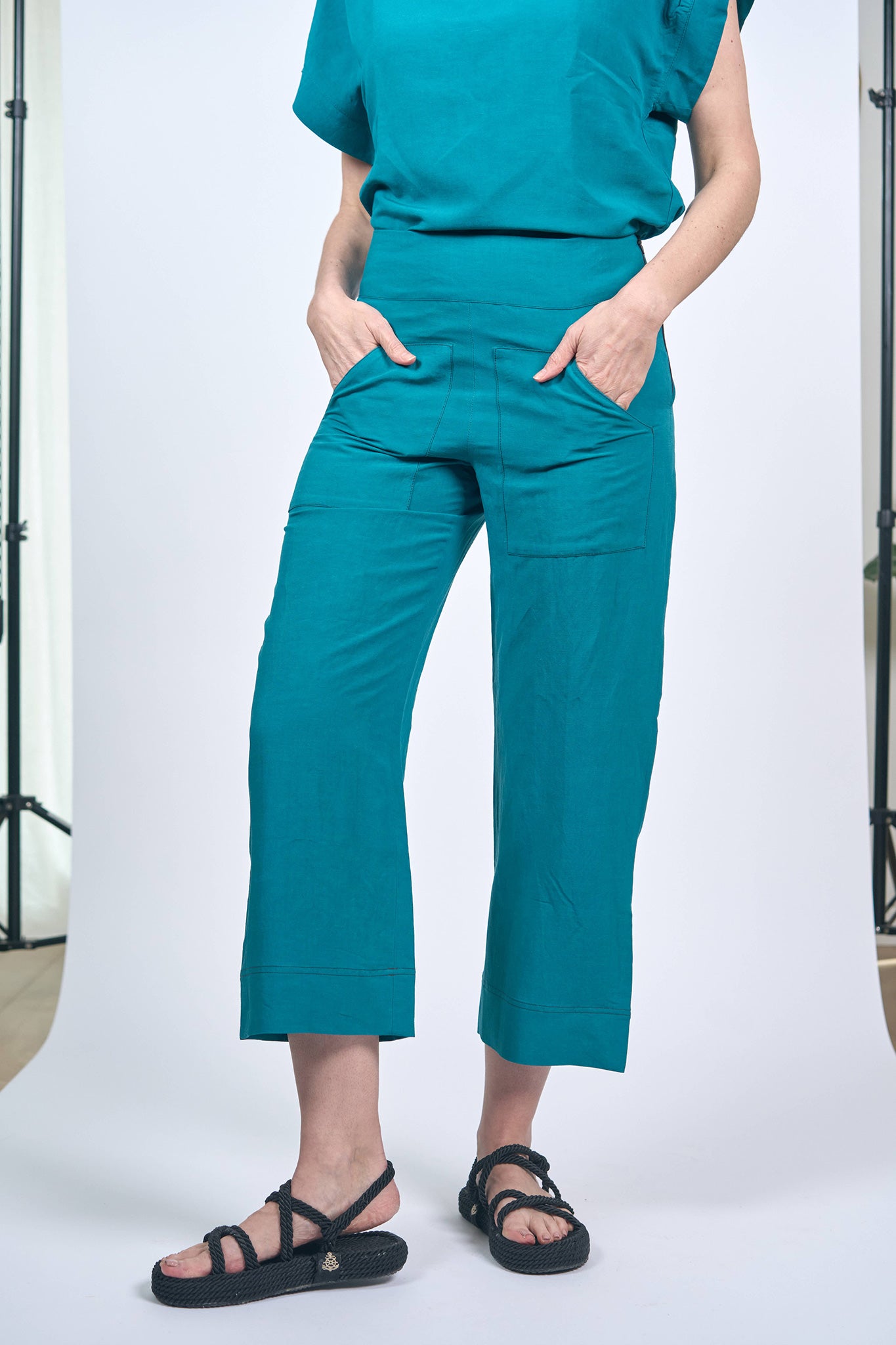 Pantalon Italien Lin Viscose Canard
