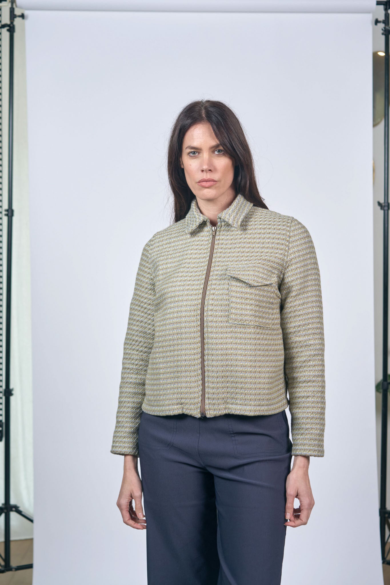 Tweedjacke mit kleinem Kragen