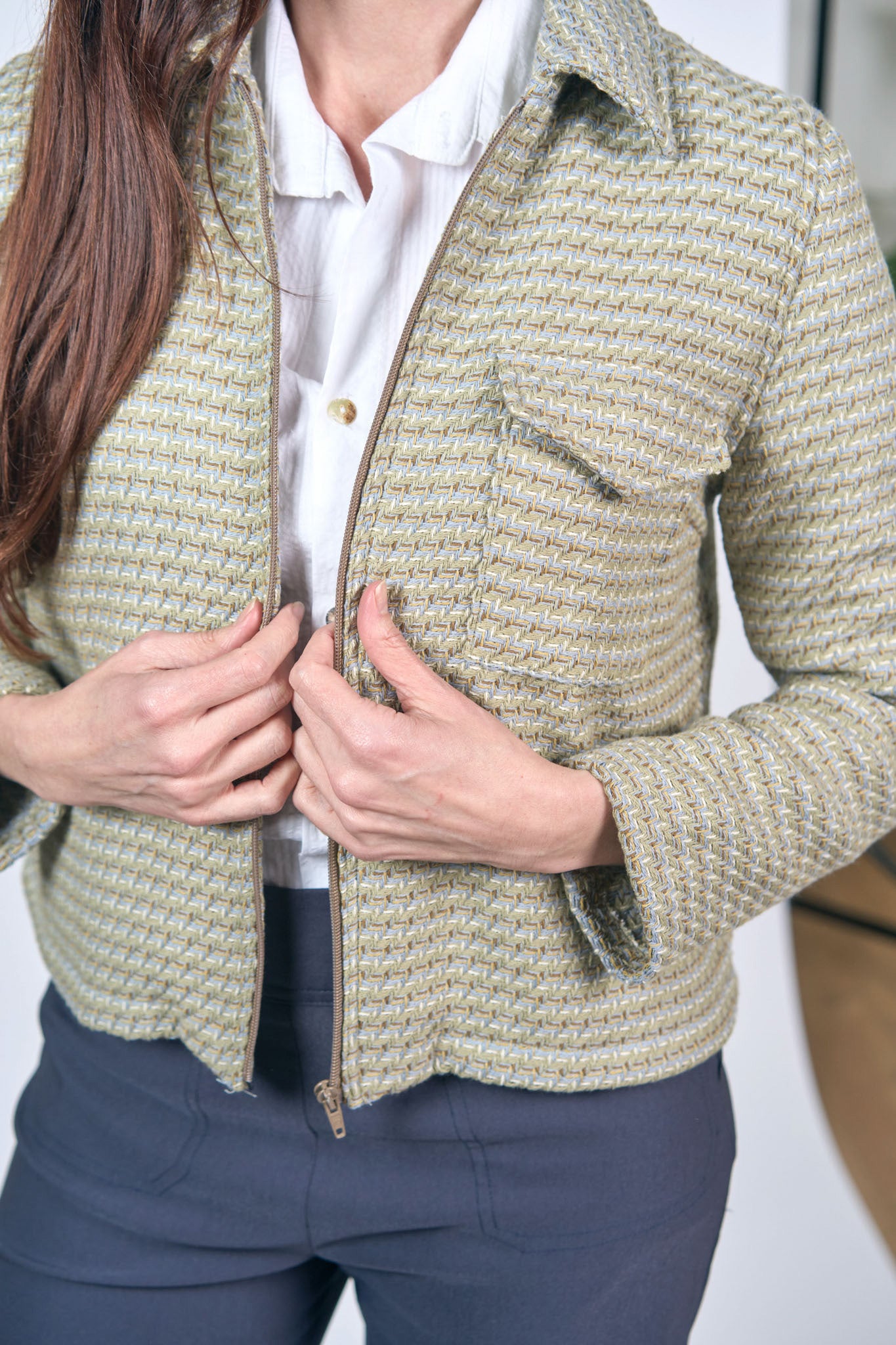 Tweedjacke mit kleinem Kragen