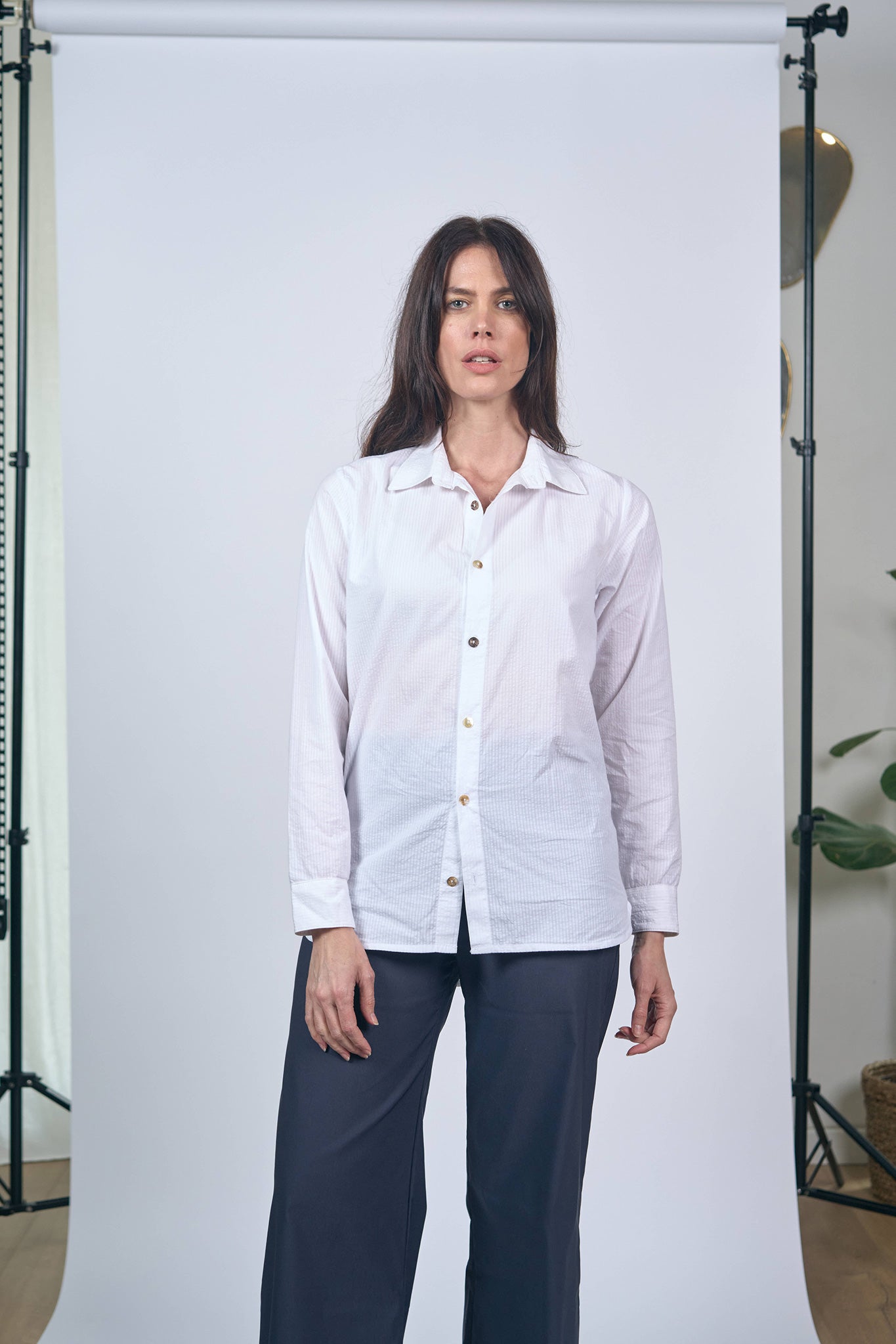 Chemise Relax Seersucker Blanc