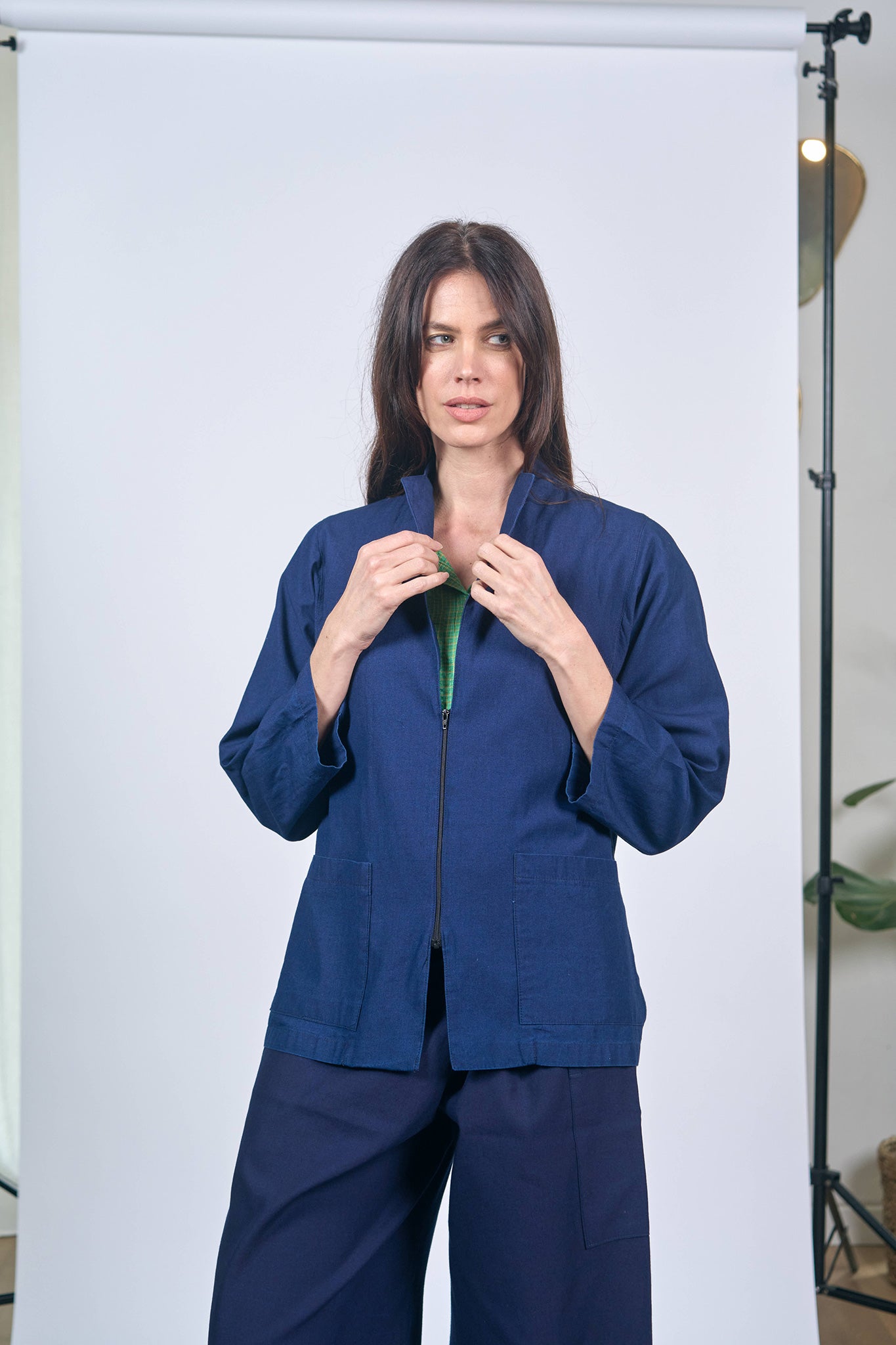 Chinese Blue Long Square Jacket