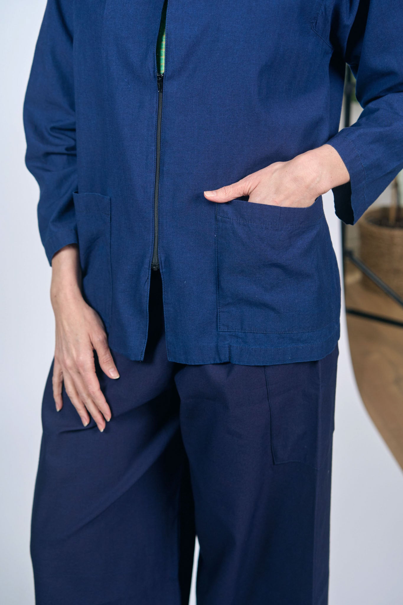 Chinese Blue Long Square Jacket