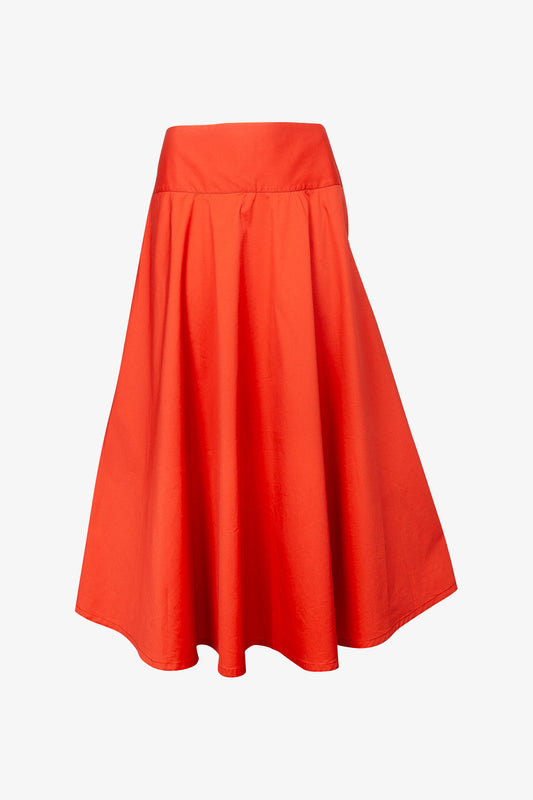 Jupe Evasée Popeline Brique