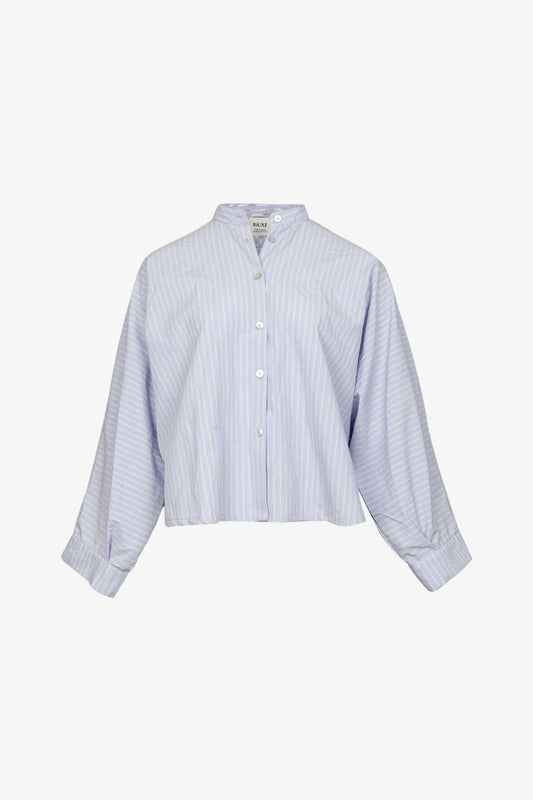 Chemise Nehru Coton GOTS Rayures Lilas