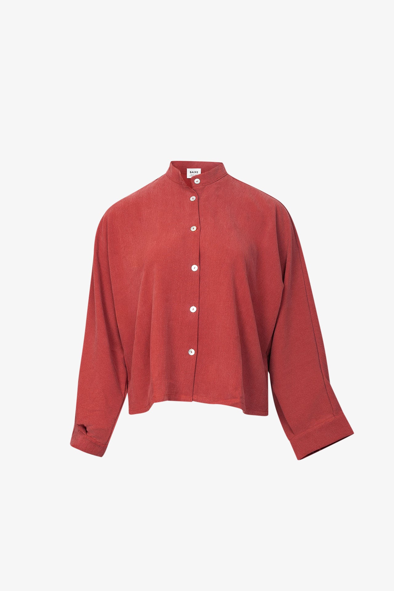 Chemise Nehru Lyocell Rouge Délavé