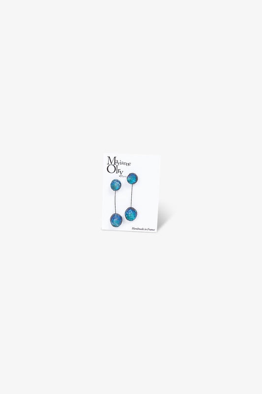 Boucles d'oreilles Moyenne Double Météorites - Bleu Turquoise