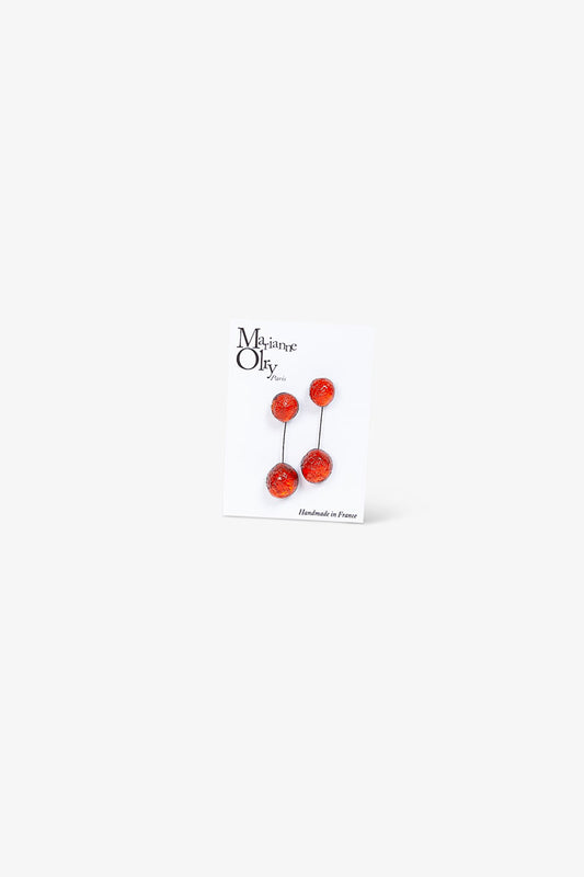 Boucles d'oreilles Moyenne Double Météorites - Rouge