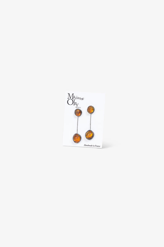 Boucles d'oreilles Moyenne Double Météorites - Orange