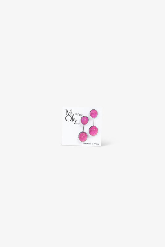 Boucles d'oreilles Petite Double Météorites - Rose Fuchsia