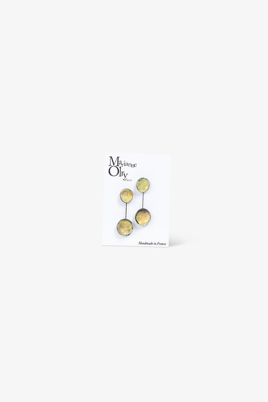 Boucles d'oreilles Petite Double Météorites - Vert Opale