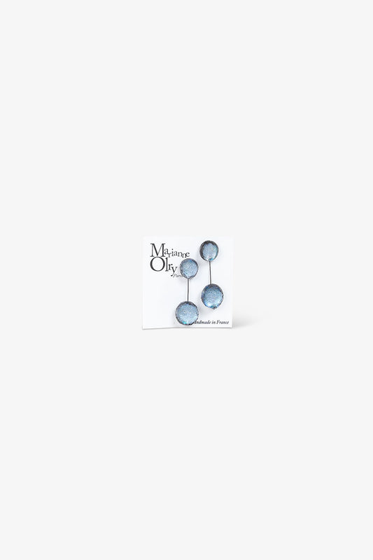 Boucles d'oreilles Petite Double Météorites - Bleu Atlantique