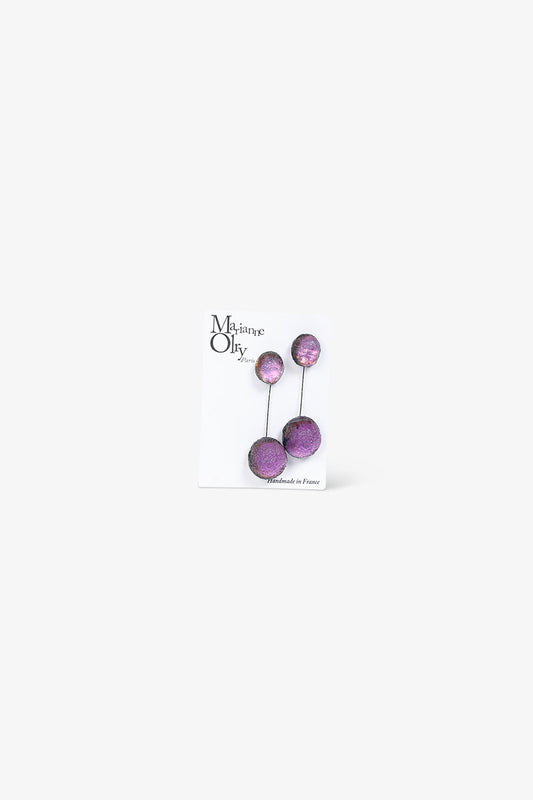 Boucles d'oreilles Grande Double Météorites - Violette