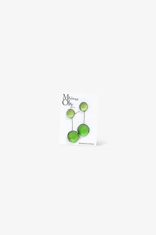 Boucles d'oreilles Grande Double Météorites - Vert Olive