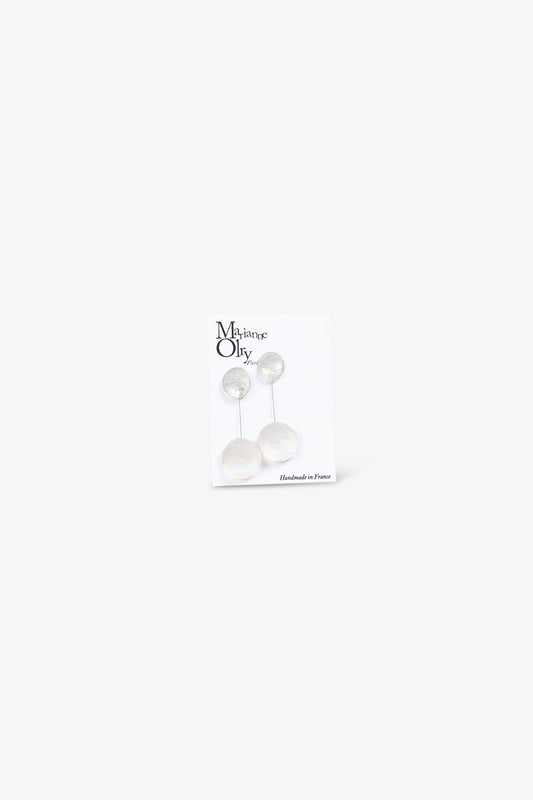 Boucles d'oreilles Grande Double Météorites - Blanc Polaire