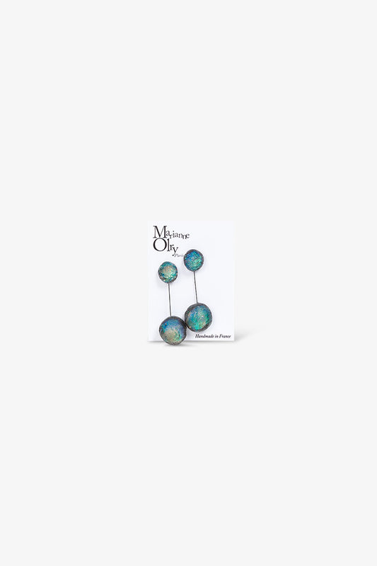 Boucles d'oreilles Grande Double Météorites - Bleu Turquoise