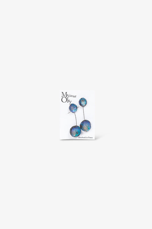 Boucles d'oreilles Grande Double Météorites - Bleu Planète